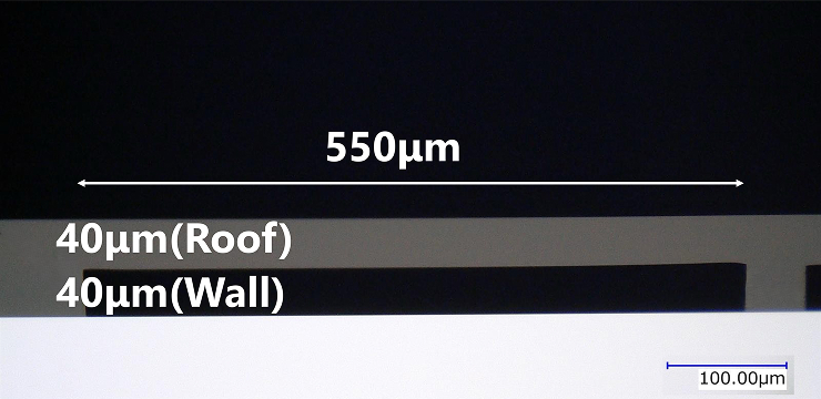 Wide flow channels sealed with resin