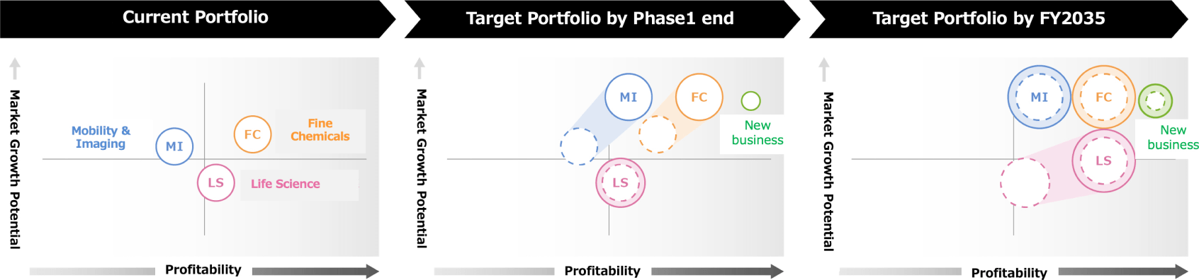 Current and Phase1 end point, 2035 portfolio comparison chart