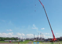 A drop test using a giant crane