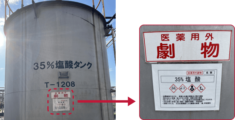作業者がばく露するおそれのある化学物質の危険有害性を認識できるようにしています。